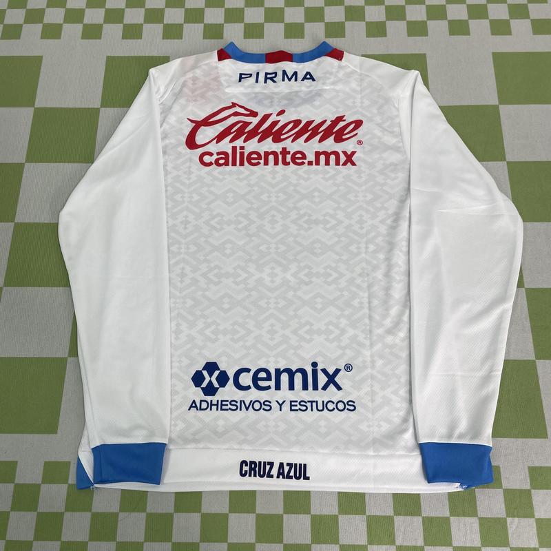 24 25 MEXICO LIGA MX CRUZ AZUL Away Long Sleeve Soccer Jersey Quick Dry Fan Edition