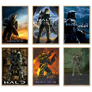 Halo Series Game Posters  Master Chief Canvas Art  Collectible Gifts for Gamers  HD Wall Art for Bedrooms, Living Rooms, and Gaming Rooms Decor Wall