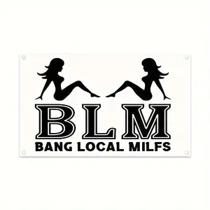 BLM Bang Local Milfs 3x5fts 2x3fts Fun Flag College Dorm Man Cave Home Bedroom Wall Decoration Lightweight Cotton Tapestry for Versatile Room Decor