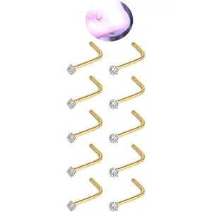 20G Nose Rings Studs for Women Corkscrew Sliver Nose Studs  Nose Rings 316L Stainless Steel Nose Nostril Percing Jewely for Women Men Round Square CZ Imitation  1.5mm/2.0mm/2.5mm/3.0mm