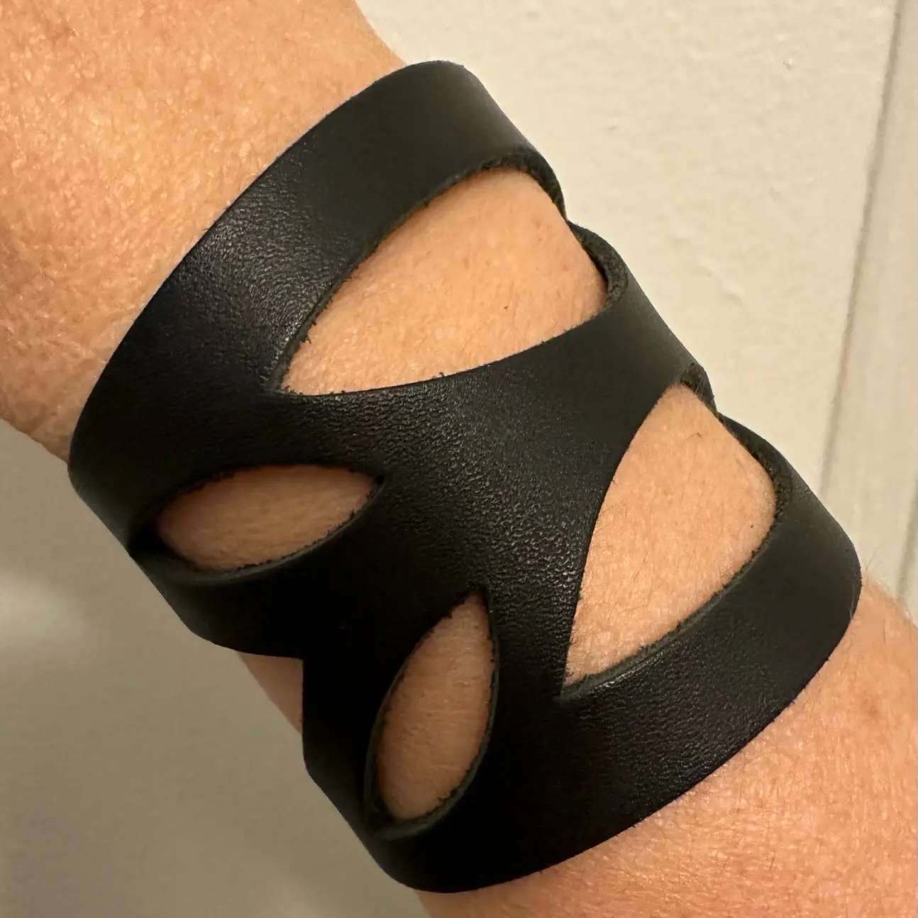 Black Leather Bracelet - Handmade Made To Order