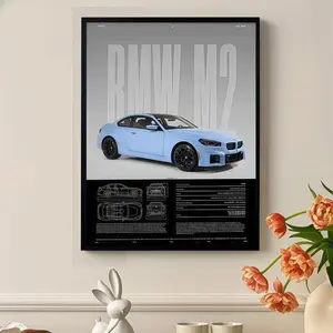 Bmw M2 Car Art Print Poster, Light Blue Unframed Wall Decor, 12x16 Inches, Living Room, Bedroom, Office, Restaurant, Bar Decoration, Perfect Gift