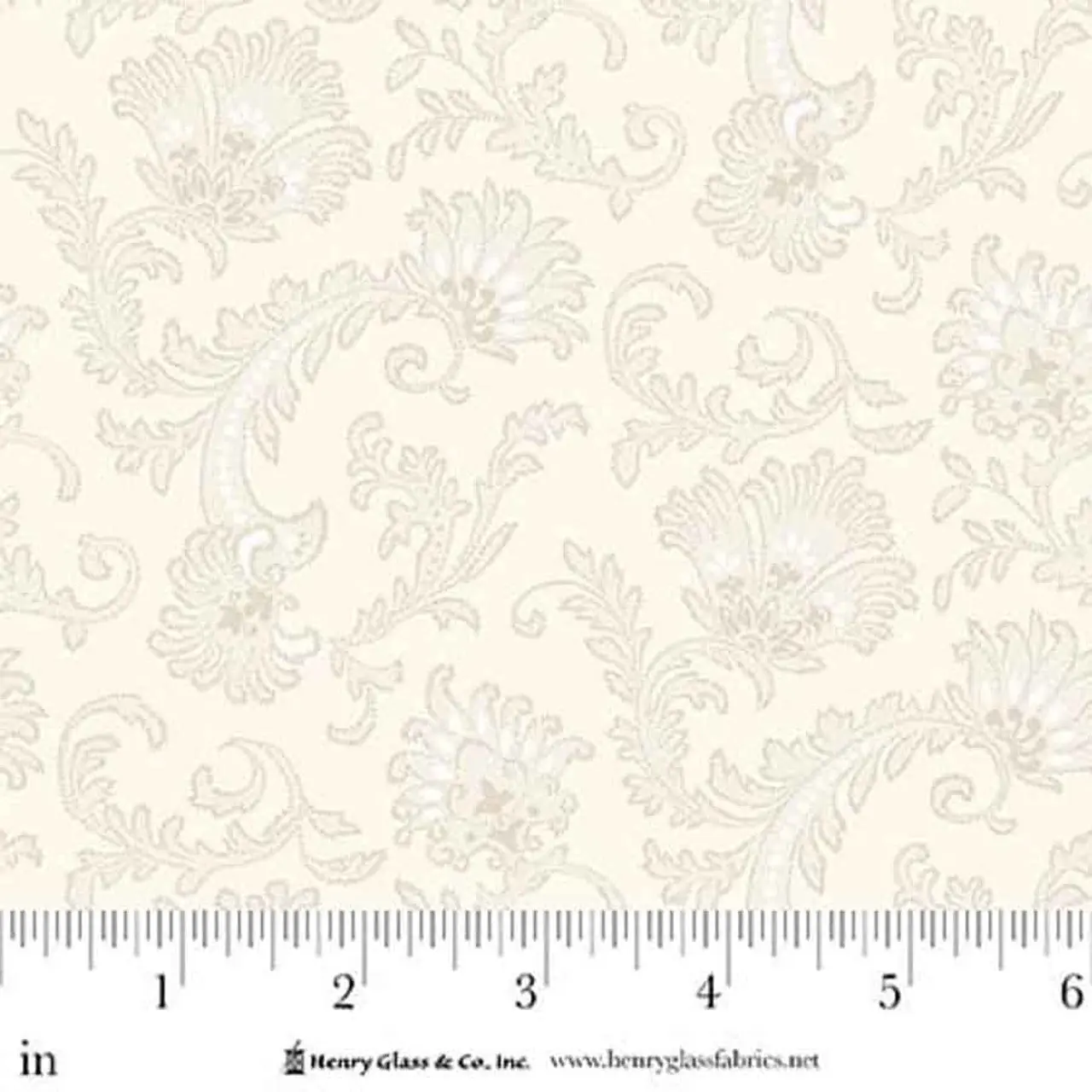 Fabric Henry Glass Cream Hydrangea Sprays Love Struck by the Quarter Yard 2303-40