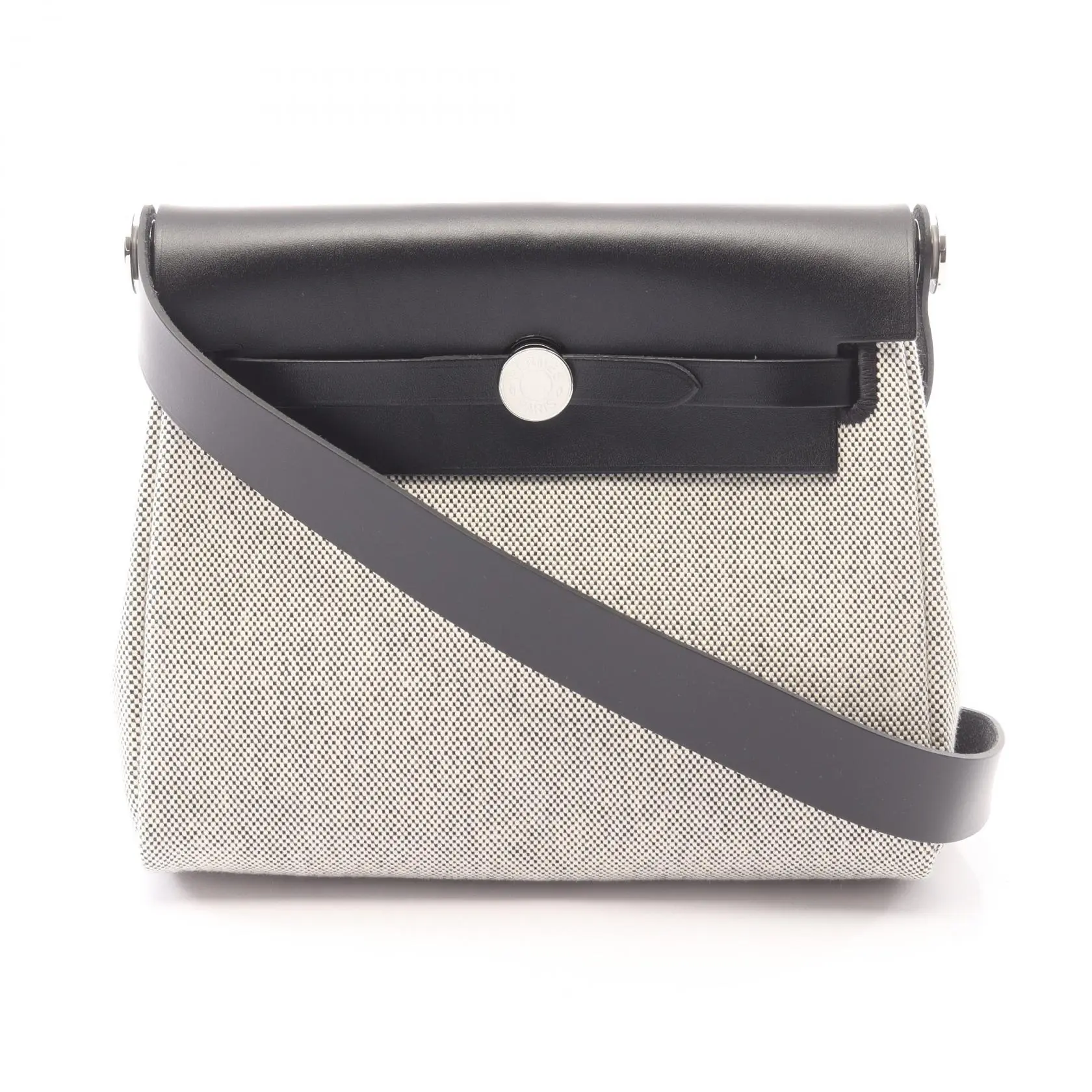 Pre-owned HERMÈS Calfskin Shoulder Bags Hermes Herbag Zip Mini Canvas Leather Shoulder Bag