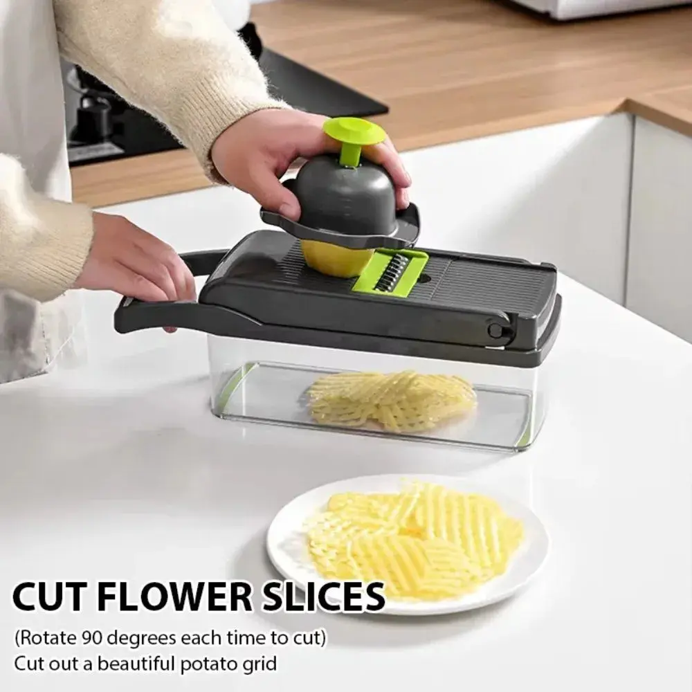 16-in-1 Vegetable Chopper & Grater Set — with Catch Container & Safety Guard