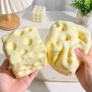 Big Cheese Squishy Toy, 7cm Large Filled Fidget Stress Ball, Thick Feel No Rebound, Shapeable Crunchy ASMR Squeeze Toy for Desk Home Gift stoys