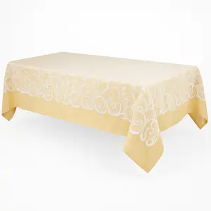 Elegant White Lace Tablecloth - 60x84 inches, Reusable Fabric Table Cover