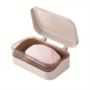 Bathroom Soap Dish With Lid Home Plastic Soap Box Soap Holder Bathroom Leak-Proof Keeps Soap Dry Soap Dish Travel Essentials Soap Canister Bathroom Accessories