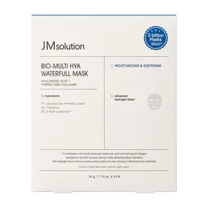 JMsolution Bio-Multi Hya Waterfull Mask | Melting Hydrogel Sheet | 8 Types of Hyaluronic Acid & Collagen | Intensive Hydration Sleeping Pack | 4 Sheets (1.19 oz x 4)