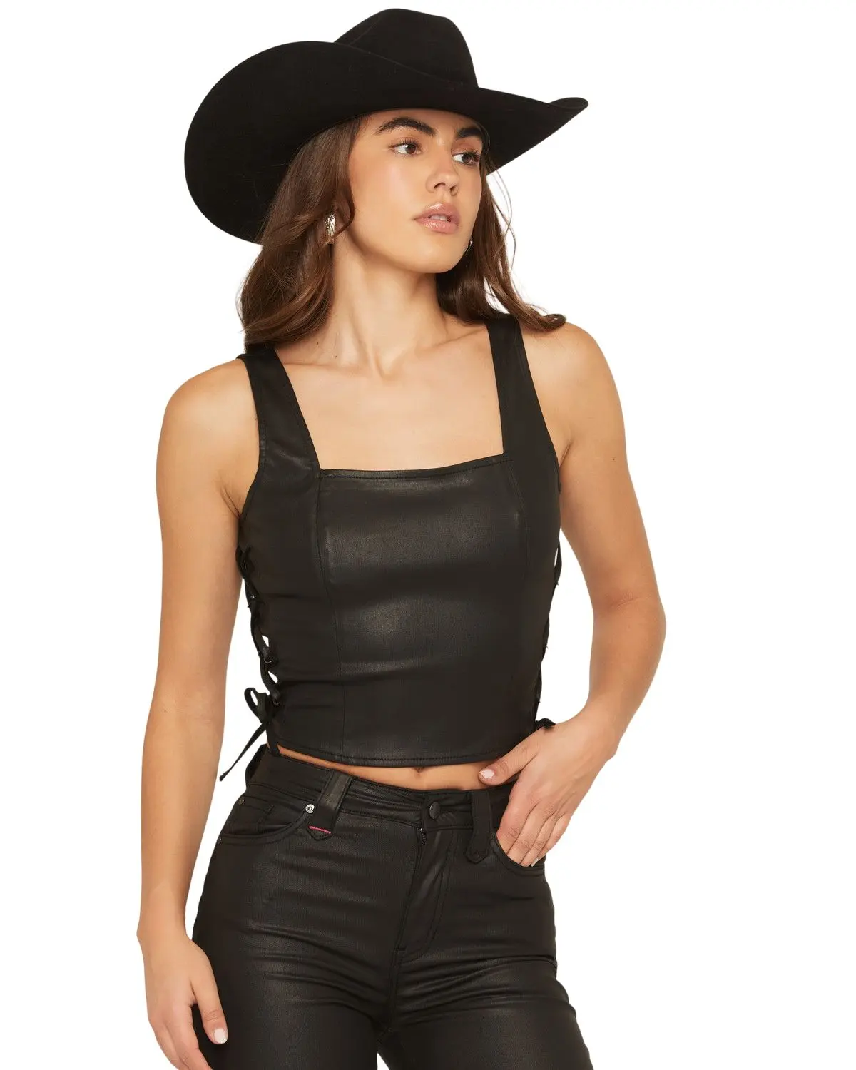 Idyllwind Women's Women'S Oxford Lace-Up Cropped Bustier - Iwfa25w84-Blk