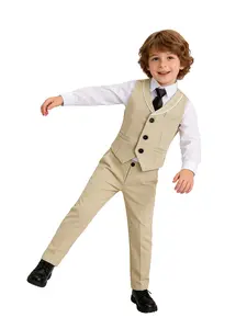 Boys 3 Piece Wedding Formal Set | Vest Pants Tie | Size 4-16 | Ring Bearer Party Special Occasion | No Shirt Included