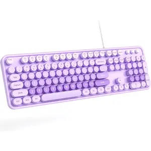 Large Print Wired Keyboard, 104  Full-Sized Typewriter Keyboards, USB Plug and Play Office Keyboard with Number Pad, Caps Indicators, Foldable Stands for Windows, PC, Laptop
