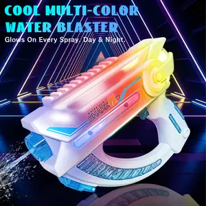 Ring Bullpup Cyberpunk Electric Water Gun, Futuristic Sci-Fi Squirt Gun with Rainbow LED Lights, Semi-transparent Gradient, Rechargeable for Senior Assassin Game, Summer Outdoor Pool Yard Toy, Birthday Gift for Kids & Adults