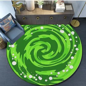 1 Green Whirlpool Round Carpet for Living Room or Bedroom Decorative Print Carpet Welcome Soft Floor Mat Suitable for Indoor Living Room and Bedroom Home Decor