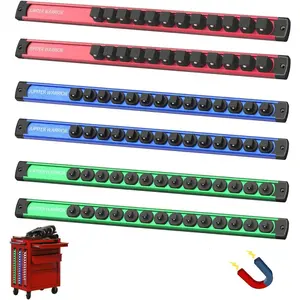 Holder Organizer, Set Aluminum Alloy Rail for Tool Box Drawer, 360 °   Swivel Sockets Rack with 80 Clips for 1/2, 3/8, 1/4-Inch