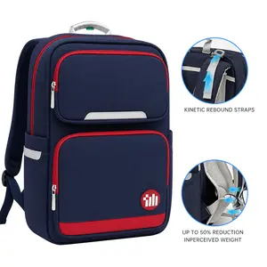 XIANKU Boys Ergonomic School Backpack - Child Sized, 30L Large Capacity, Lightweight Portable with Back Support, Reflective Strips, Deep Navy Blue for Kids & Teens, Child Sized Backpacks, Lightweight Portable Backpacks