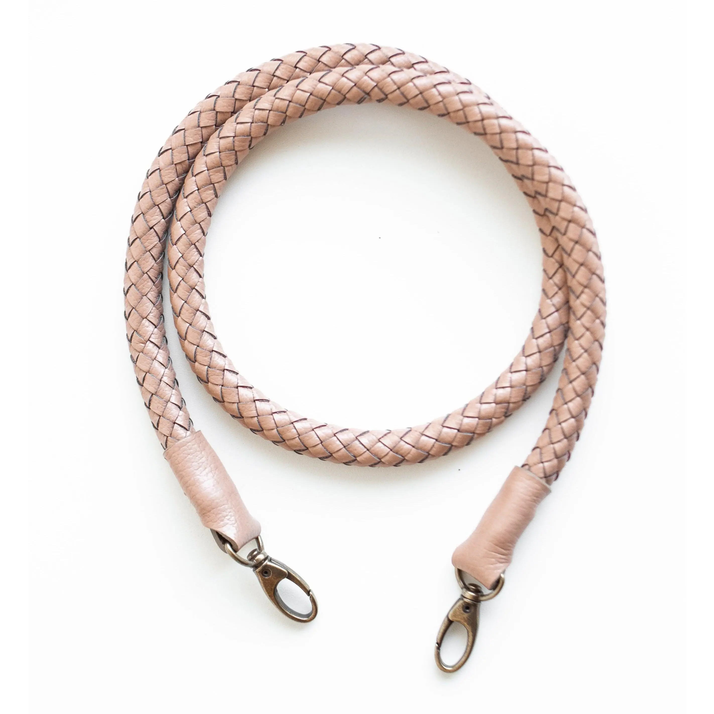 beige hand-braided leather strap