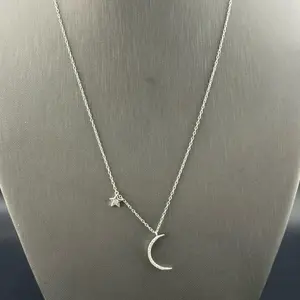 Necklace silver 18-inch with moon and star design for everyday wear