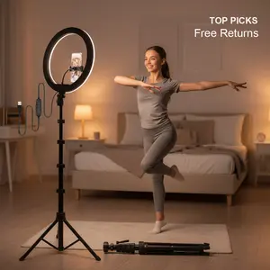 12 Inch Ring Light on 160cm Tripod, 3-Color Adjustable Lighting with Secure Phone Holder, Essential for High-Quality Video Recording and TikTok Lives #ring lights tripod # Rechargeable Dimmable Selfie #Mother's Day Gift