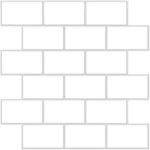 White Subway Peel and Stick Wallpaper Tiles 8" x 8" for Kitchen Backsplash - 24-Tile Pack with Glossy Finish for Easy Application