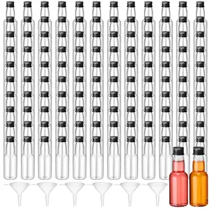 120 Packs 2 oz Mini Liquor Bottles & 6Pcs Funnels Kit, Airtight Shot Miniature Empty Plastic Alcohol Spirit Shot Bottles for Party Favors, Weddings