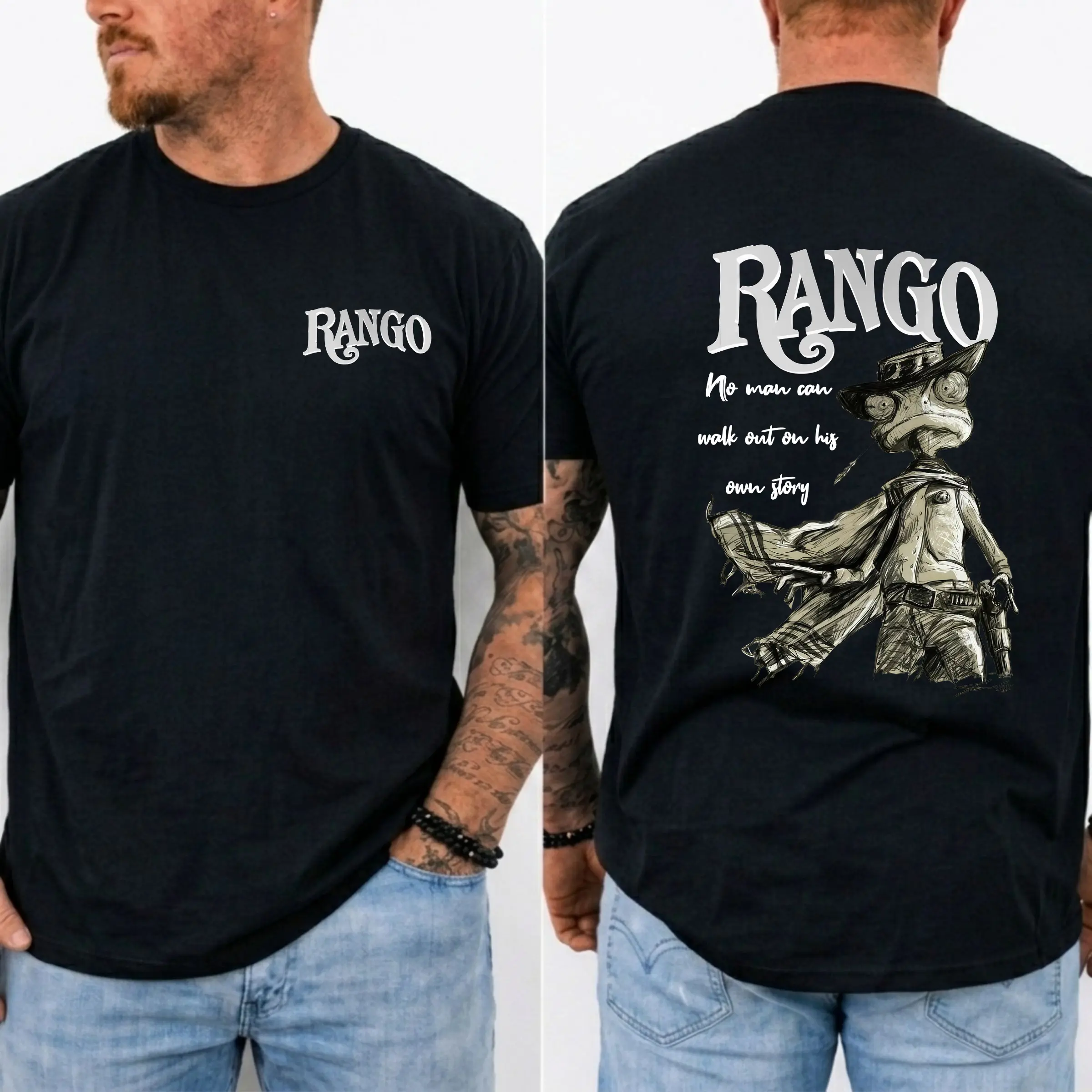 Rango Inspired Cowboy Graphic T-Shirt, Vintage Western Adventure Tee, Cartoon Lover Unisex Cotton Shirt
