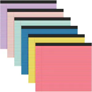 6 count 11" x 9.5" Legal Pads College Ruled Notepad Landscape Notebook Horizontal Lined Notebook 80 Gsm Assorted Colors Paper Pastel Writing Pads for School Office, 40 Sheet (Childish Color)
