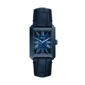 Fossil Men's Carraway Three-Hand Navy Croco Leather Watch