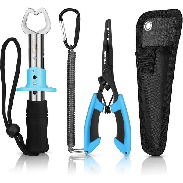 Fishing Tools Kit- Fishing Plier, Fish Lip Gripper, Multifunctional Fishing Hook Remover with Lanyards Sheath, Saltwater Resistant Fishing Accessories & Equipment, Fishing Gifts for Men