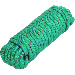 3/8-inch x 50 ft Diamond Braided Polypropylene Rope - 500 lb Load Capacity, Weather & UV Resistant Utility Cord Ideal for Camping and DIY Projects (50227)