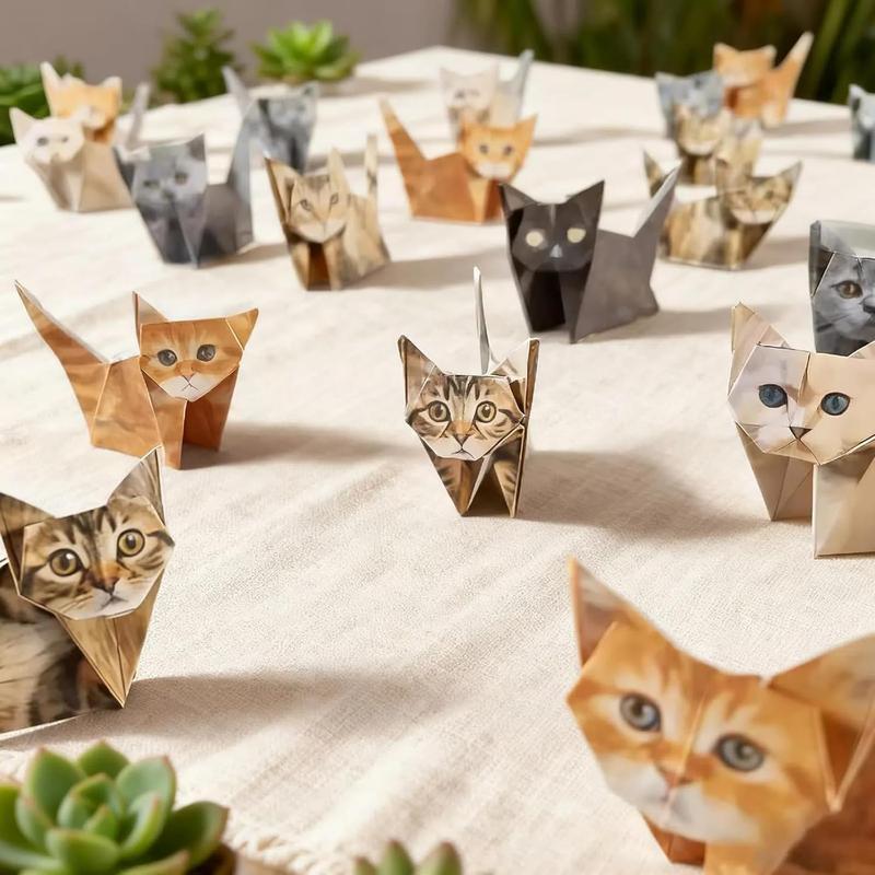 DIY Paper Cats Origami Kit 50 Sheets 3D Folding Craft Set Fun and Relaxing Handicraft Activity Cute Desk Decoration Perfect Gift for Kids Adults Pet Lovers Educational Toy to Improve Hand Eye Coordination Creativity and 3D Thinking Skills DIY Paper Cats Origami Kit 50 Sheets 3D Folding Craft Set Fun and Relaxing Handicraft Activity Cute Desk Decoration Perfect Gift for Kids Adults Pet Lovers Educational Toy to Improve Hand Eye Coordination Creativity and 3D Thinking Skills