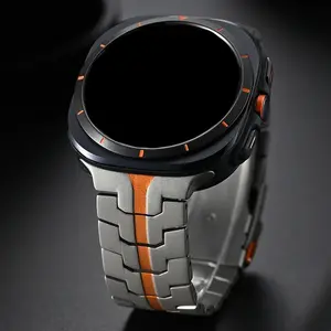 Business Titanium Strap for Samsung Galaxy Watch Ultra 47mm, Curved End Band for SAMSUNG GALAXY ULTRA 7 47MM, No Gaps Men Bracelet, Wearable, Smartwatch Strap, Smart Watch Accessories