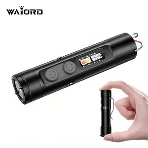 Pocket Rechargeable Flashlight EDC Flashlight, Mini Keychain Light, 500 Lumens, USB Type-C Interface - Magnetic Base, 3 Color Sidelights, Red-Blue Strobe, Fire Starter, Window Breaker, for Outdoor Camping, Emergency, Everyday Carry LED with Laser