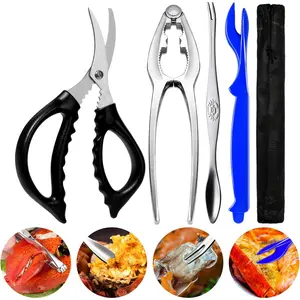 Stainless Steel Crab Crackers & Tools Set Lobster Crackers Picks Forks Nut Cracker Opener for Shellfish Lobster Crab Leg