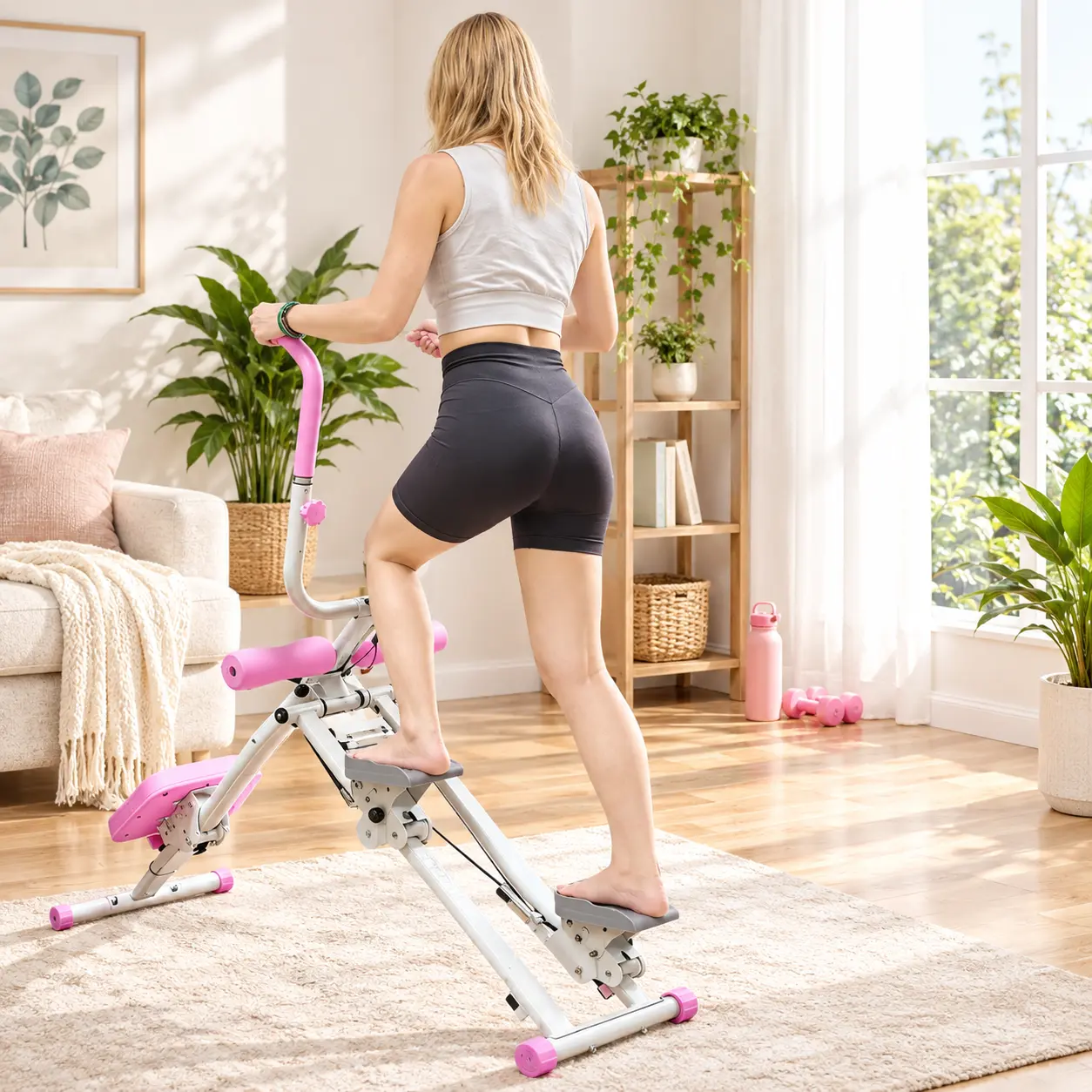 SAYGOGO 2-in-1 Step & Ab Workout Equipment - Compact Foldable-Legs Multifunctional Workout Station, High-Capacity Home Stair Climber Machine for Glutes, Core Burn, Cardio Strength Training