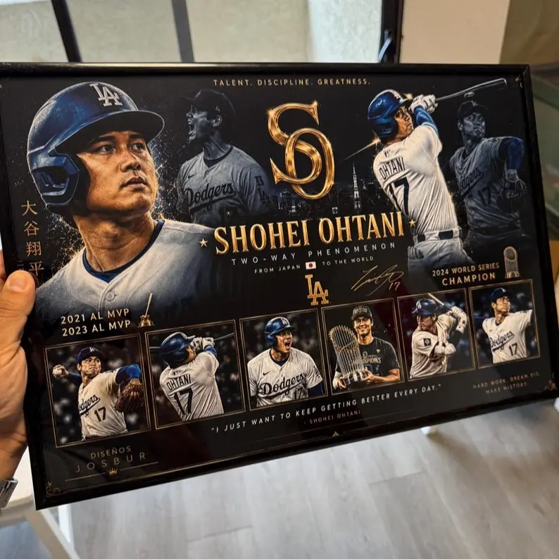 Shohei Ohtani Poster for Baseball Fans, Wall Art for Bedroom Game Room Decor Unframed