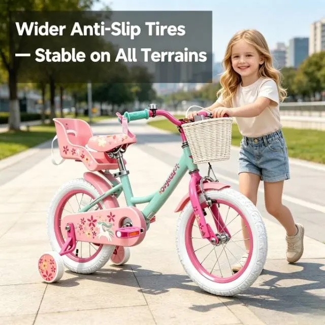 JOYSTAR Girls Bike for 2-9 Years Old Kids 12-18 Inch with Training Wheels Basket and Doll Seat kickstand boy girl