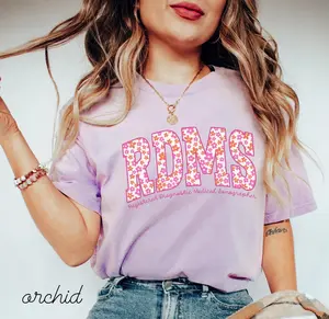 RDMS Shirt • Sonographer Floral Work Tshirt • Ultrasound Tech Tshirt • Sonography Gift • Sono Tech • Registered Diagnostic Medical Sonographer Fabric Tee Top Womenswear
