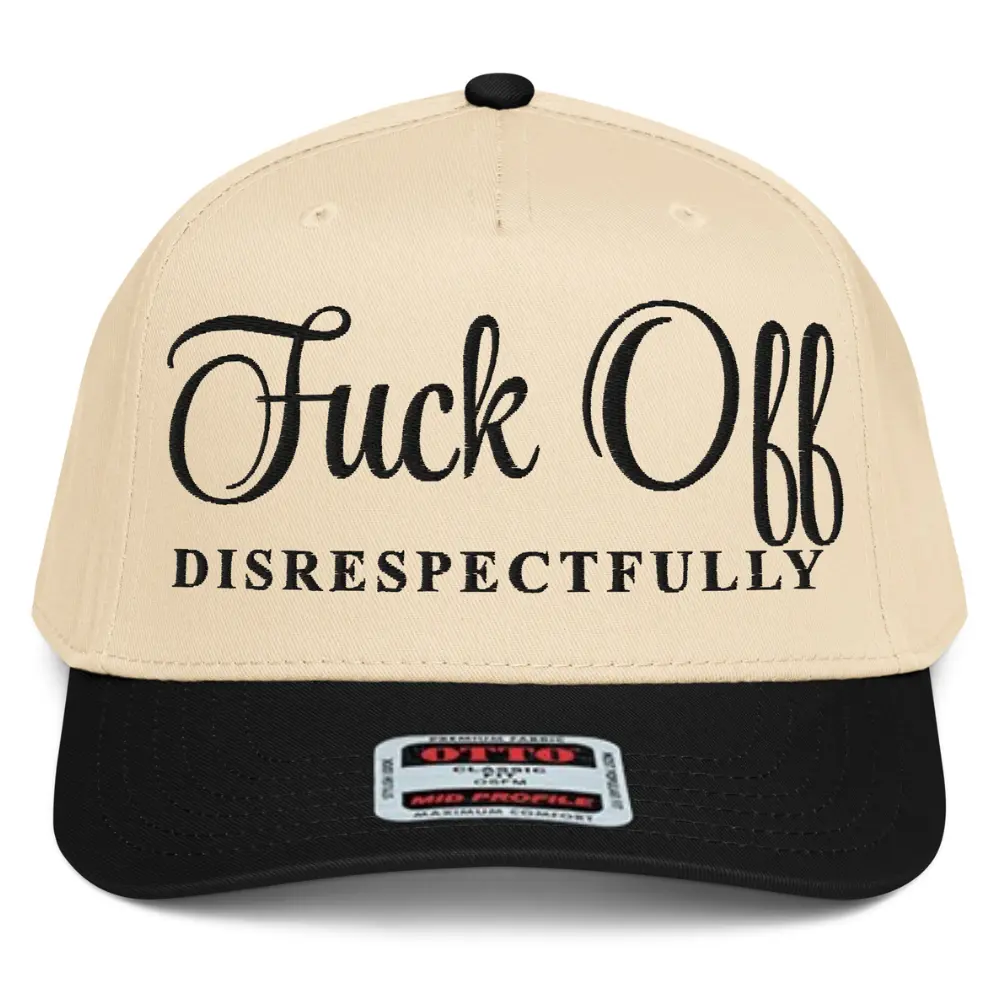 RIVEMUG NX1 F*ck Off Disrespectfully 2 Tone Hat Embroidered Mid Crown Curved Bill Snapback Cap for Men and Women