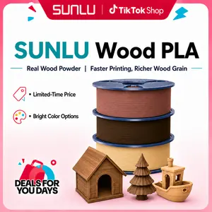 SUNLU Wood PLA 3D Printer Filament, 1KG, Real Wood Texture, Woody Fragrance, Eco-Friendly, FDM Compatible, Ideal for Wooden Crafts & Father's Day Gift, Fathersdaygift