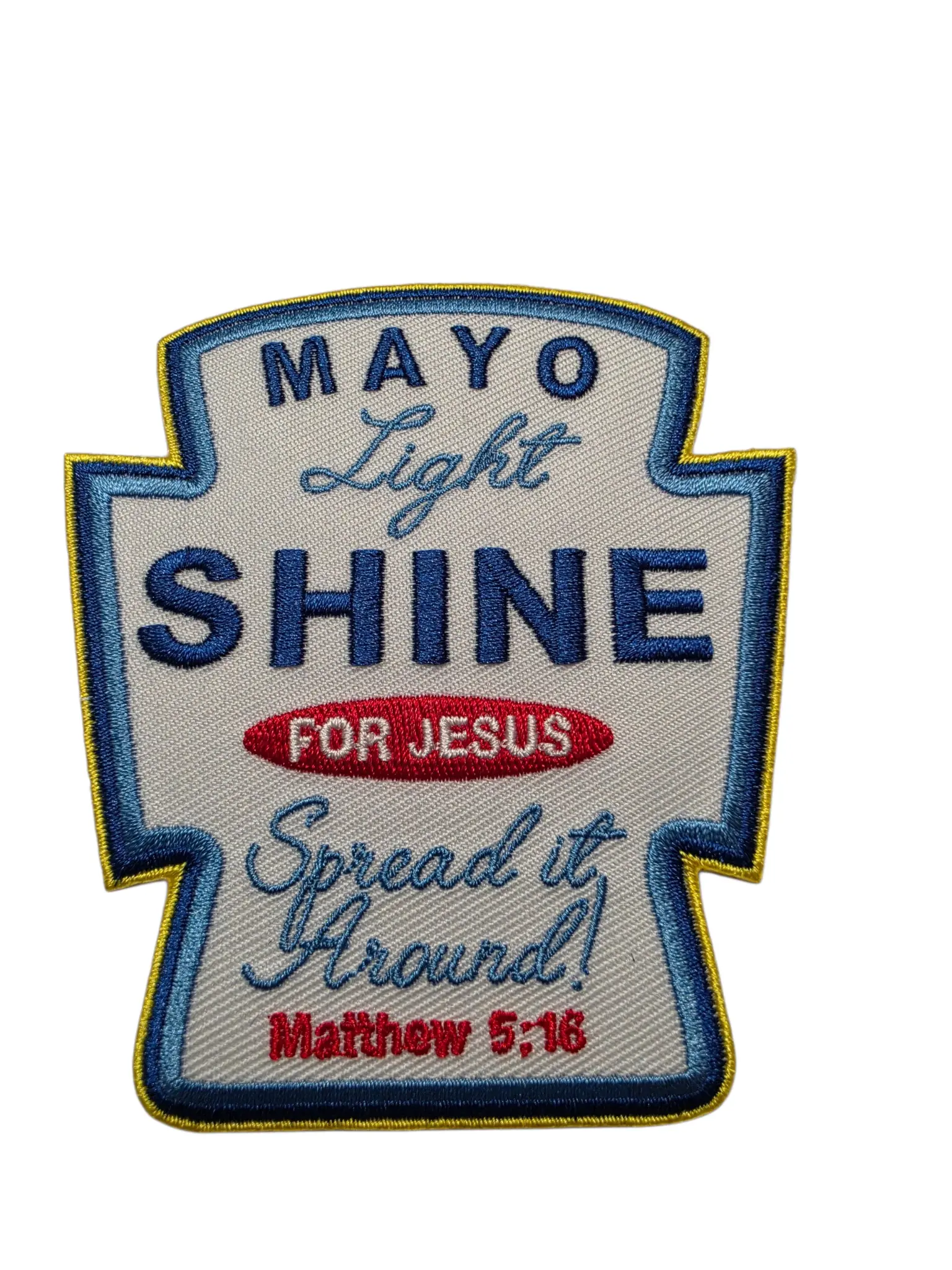 Patch Party Club "Let Your Light Shine for Jesus" 3.5-Inch Inspirational Embroidered Iron-On Patch for Clothing, Jackets, Hats & Bags