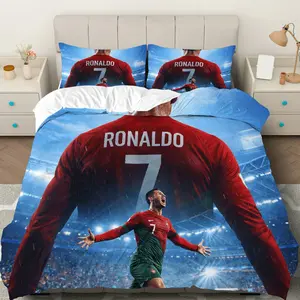 3PCS Decorative Duvet Cover Set, 1 Duvet+2 Pillowcases(Without filler), Soccer Stadium Red Jersey Athlete theme, Christmas bedding set, Machine Washable Duvet, Sports Enthusiast Decor Suitable for decoration bedroom living room guest room lounge