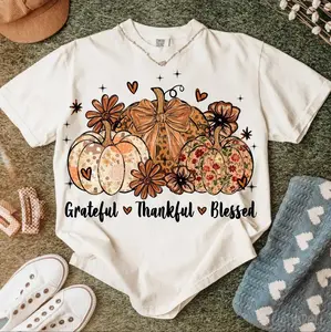 Comfort Colors Grateful Thankful Blessed Shirt, Thankful Shirt, Thanksgiving Outfits, Pumpkin Fall Tee, Christian Thanksgiving Shirt,  Thanksgiving Gift