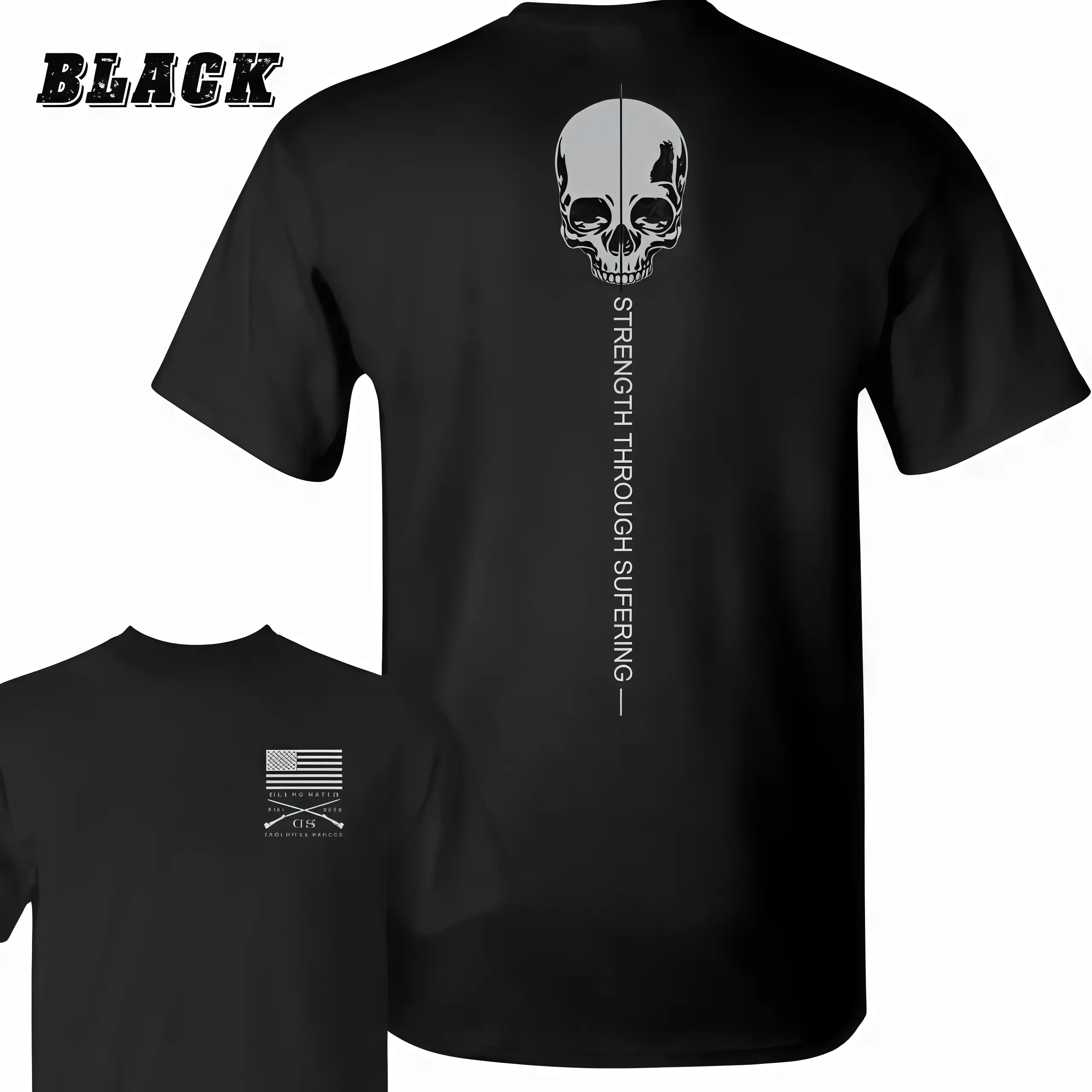 Bold Skull and Motivational Quote Design T shirt , Minimalist Tactical Graphic Tee , Comfortable and Stylish , Perfect for Fitness and Mindset Warriors Menswear Top Sport-outfitsmen Full color, Daddy T-shirt Womenswear Summer Crewneck Casual