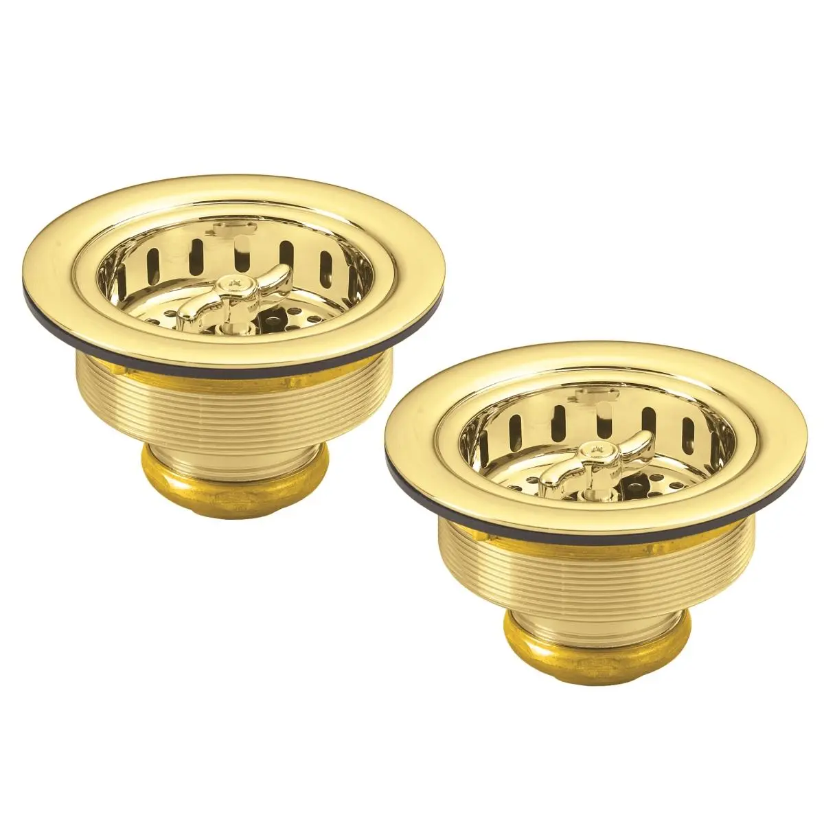 Westbrass D2135-01 Two Wing Nut Style Large Kitchen Basket Strainer in Polished Brass