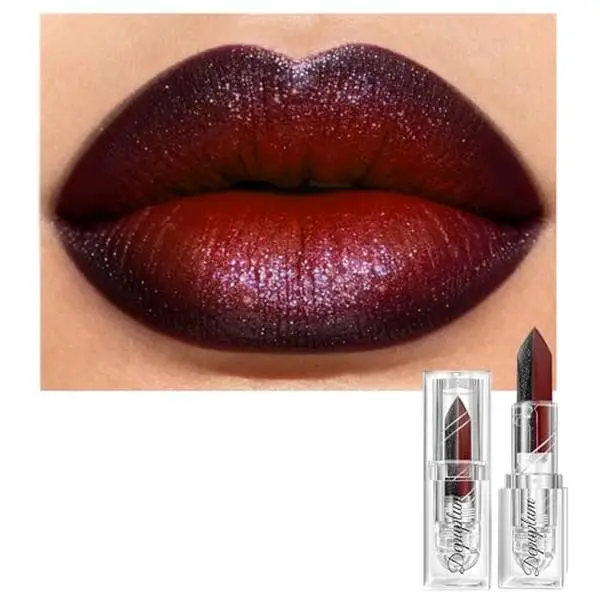 Depuplum Black Lipstick Glitter Red Lipstick Ombre Lips Dual Tone | Long Lasting Lip Stick for Halloween Dual Sided 2 in 1 Waterproof Lipsticks, DU-G7