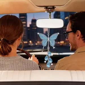 Cute Sweet Butterfly Car Pendant, Rearview Mirror Charm for Girls, Multi-Color Options, Decorative Accessory for Cars