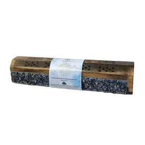Wooden Incense Coffin Box - Sodalite, 12 Inch