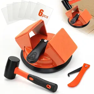 Floor Gap Fixer Tool: Flooring Repair Tool with 45? Striking Surface & Suction Cup for Laminate & Vinyl Plank Floors Gap Puller Kit with Rubber Mallet, 6  Sticky Pads & Scraper