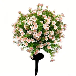 UV Resistant Artificial Eucalyptus Flowers - 3 Colors (Pink, White, Purple) with Ground Stake, Pot Not Included